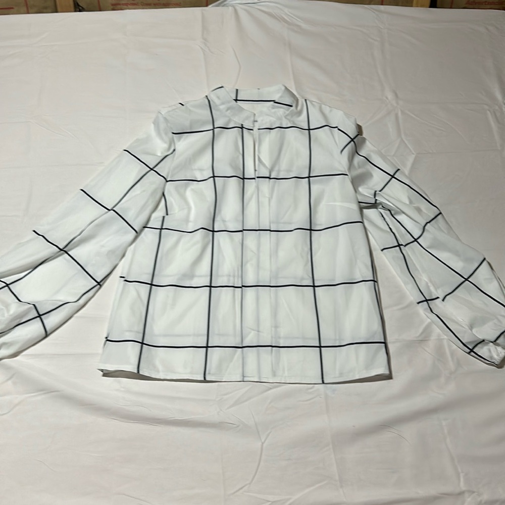 SHEIN white with black square blouse